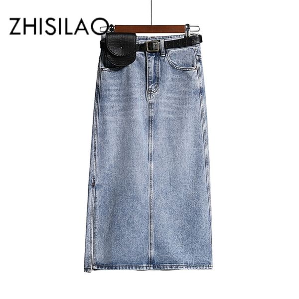 long denim skirt women vintage high wasit jeans with belt plus size straight a-line pencil elegant summer chic 210702, Black
long denim skirt women vintage high wasit jeans with belt plus size straight a-line pencil elegant summer chic 210702, Black