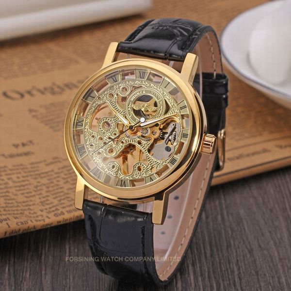 winner full hollow men's and women's lovers mechanical watch belt watch, Slivery;brown
winner full hollow men's and women's lovers mechanical watch belt watch, Slivery;brown