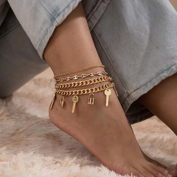 anklets rainbery punk vintage summer beach chain women girls lock key charm leg ankle anklet bracelet boho gold color jewelry, Red;blue
anklets rainbery punk vintage summer beach chain women girls lock key charm leg ankle anklet bracelet boho gold color jewelry, Red;blue