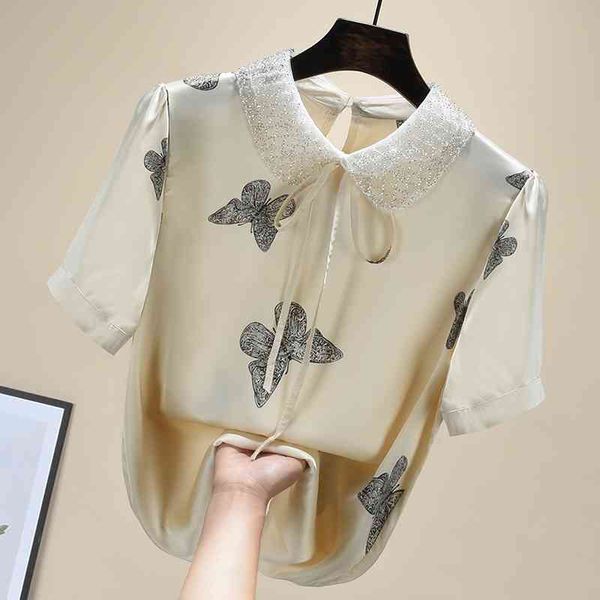 women's blouses & shirts short sleeve shirt women summer korean loose beading bow chiffon blouse elegant fashion t, White
women's blouses & shirts short sleeve shirt women summer korean loose beading bow chiffon blouse elegant fashion t, White