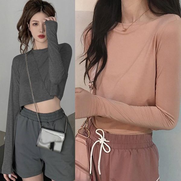 women's t-shirt 2021 short female spring and autumn high waist long sleeve bottoming shirt crop top, White
women's t-shirt 2021 short female spring and autumn high waist long sleeve bottoming shirt crop top, White