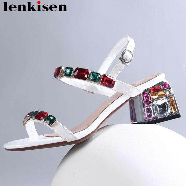 lenkisen 2021 cow leather buckle strap large size women sandals peep square toe slingback colorful crystals decoration shoes l30, Black
lenkisen 2021 cow leather buckle strap large size women sandals peep square toe slingback colorful crystals decoration shoes l30, Black