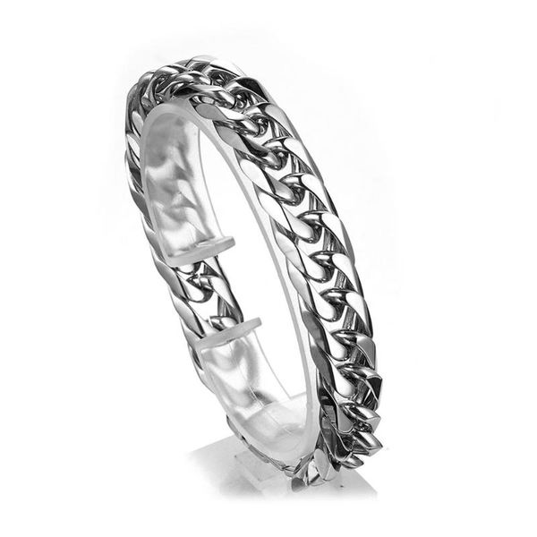 13/16/19/21mm wide high polished mens silver stainless steel curb cuban link chain bracelet 9.05" link,, Black
13/16/19/21mm wide high polished mens silver stainless steel curb cuban link chain bracelet 9.05" link,, Black