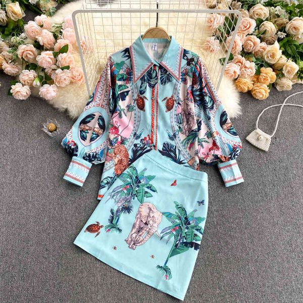 tropical jungle elephant print long lantern sleeve shirt and a-line skirt 2 set summer vacation two piece sets 210416, White
tropical jungle elephant print long lantern sleeve shirt and a-line skirt 2 set summer vacation two piece sets 210416, White