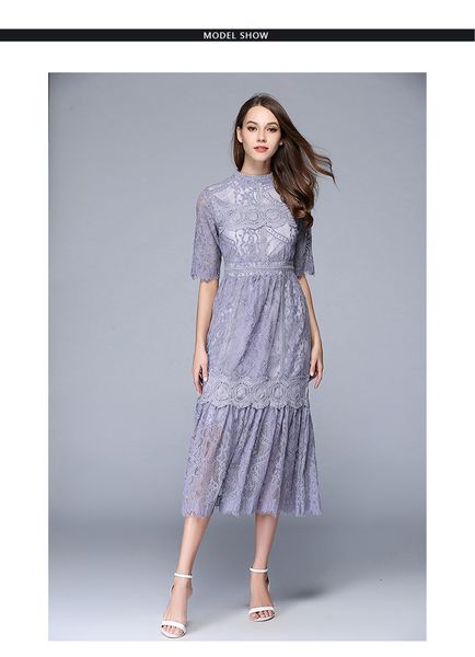 blue runway women autumn lace trumpet elegant es party club wear half sleeve vestidos, Black;gray
blue runway women autumn lace trumpet elegant es party club wear half sleeve vestidos, Black;gray