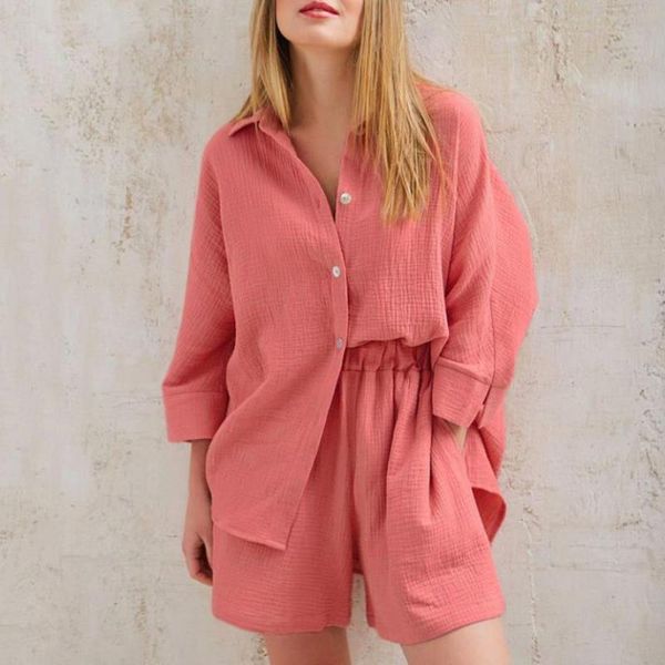 women's tracksuits autumn two piece set women 2021 cotton short casual oversized shirt high waist loose solid color mujer sets, Gray
women's tracksuits autumn two piece set women 2021 cotton short casual oversized shirt high waist loose solid color mujer sets, Gray