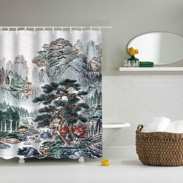 shower curtains chinese style landscape painting waterproof bathroom curtain 3d printed fabric with hooks decoration
shower curtains chinese style landscape painting waterproof bathroom curtain 3d printed fabric with hooks decoration