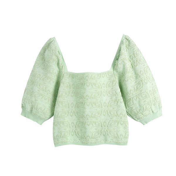 t shirt women vintage square neck jacquard t-shirt fashion puff sleeve short green slim chic female, White
t shirt women vintage square neck jacquard t-shirt fashion puff sleeve short green slim chic female, White
