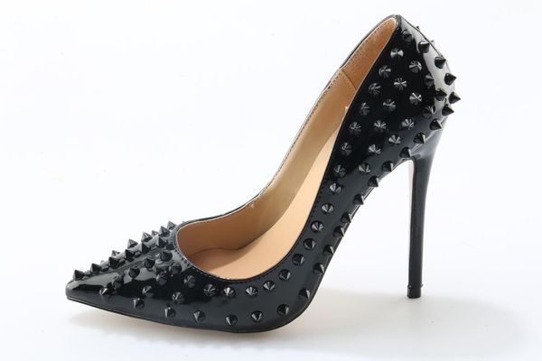 fashion women pointed toe black rivet pumps classical style high heels 10cm 12cm thin heel dress shoes
fashion women pointed toe black rivet pumps classical style high heels 10cm 12cm thin heel dress shoes
