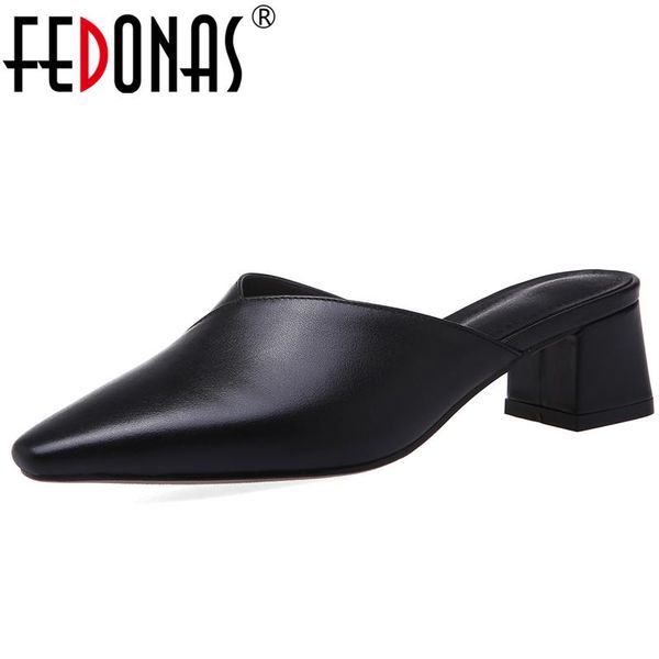 sandals fedonas spring summer women cow leather half slippers pointed toe thick heel fashion concise casual slip on shoes woman, Black
sandals fedonas spring summer women cow leather half slippers pointed toe thick heel fashion concise casual slip on shoes woman, Black