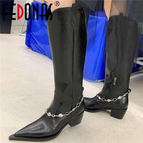 boots fedonas fashion women knee-high rhinestone chain pointed toe autumn winter genuine leather casual western shoes woman, Black
boots fedonas fashion women knee-high rhinestone chain pointed toe autumn winter genuine leather casual western shoes woman, Black
