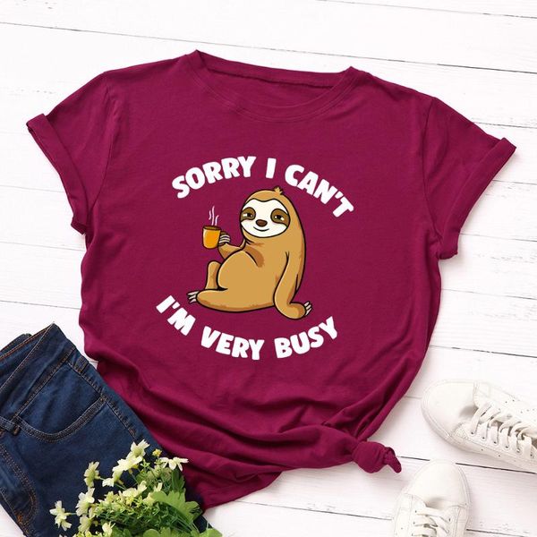 women's t-shirt women short sleeve cotton t-shirts graphic tees summer tee for female casual oversized clothes sloth drinks coffe, White
women's t-shirt women short sleeve cotton t-shirts graphic tees summer tee for female casual oversized clothes sloth drinks coffe, White
