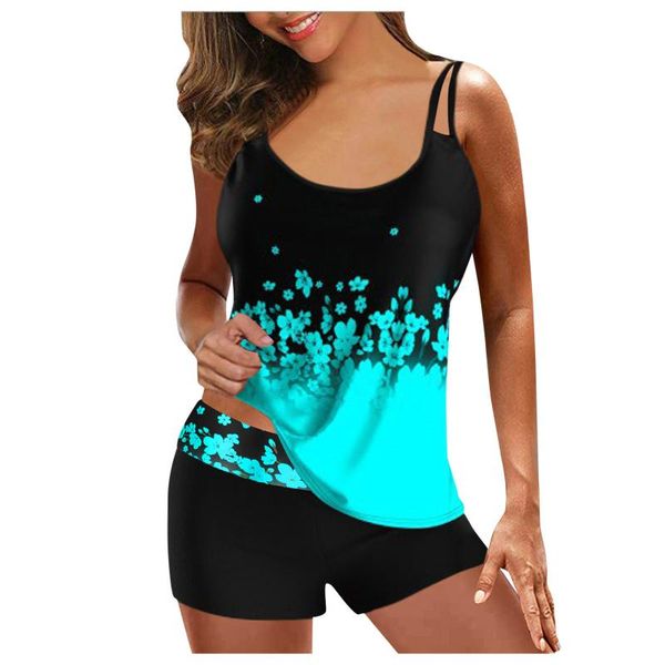 women's swimwear summer beach tankini bikini set digital print suspender split swimsuit with shorts #g2, White;black
women's swimwear summer beach tankini bikini set digital print suspender split swimsuit with shorts #g2, White;black