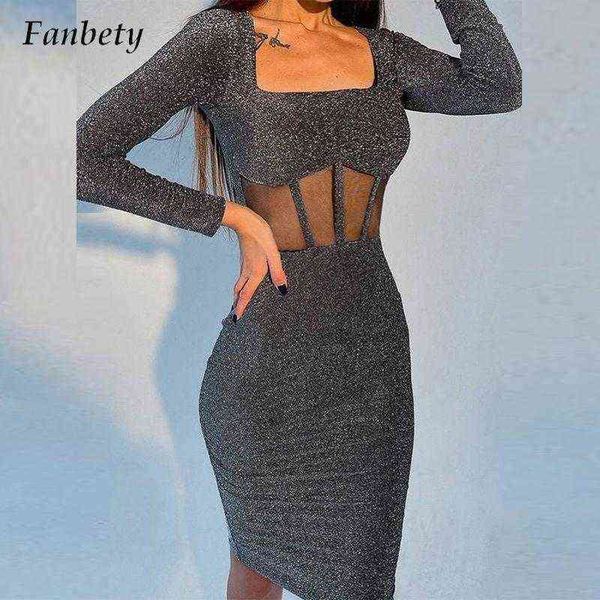 2022 shiny silk stitching mesh hollow dress ladies fashion square collar bodycon midi dress women elegant solid party dress y1204, Black;gray
2022 shiny silk stitching mesh hollow dress ladies fashion square collar bodycon midi dress women elegant solid party dress y1204, Black;gray