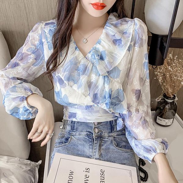 women's blouses & shirts coigarsam blouse women autumn 2021 cute ruffles chiffon floral print v-neck blusas womens and, White
women's blouses & shirts coigarsam blouse women autumn 2021 cute ruffles chiffon floral print v-neck blusas womens and, White
