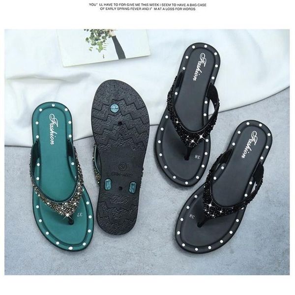 slippers 2021 summer beach flip flops korean women's wear flat shoes leisure personality fashion trend rhinestone anti slip sandals, Black
slippers 2021 summer beach flip flops korean women's wear flat shoes leisure personality fashion trend rhinestone anti slip sandals, Black