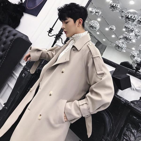 men's trench coats long lapel in british double breasted knee-length logo wear autumn., Tan;black
men's trench coats long lapel in british double breasted knee-length logo wear autumn., Tan;black
