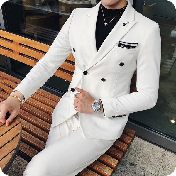 men's suits & blazers white classic groom wedding tuxedo double breasted custom made man blazer peak lapel 2piece coat pants costu, White;black
men's suits & blazers white classic groom wedding tuxedo double breasted custom made man blazer peak lapel 2piece coat pants costu, White;black