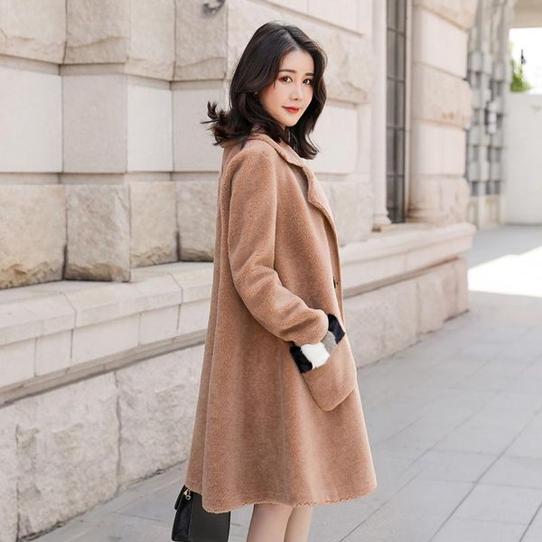 women's fur & faux coat wool 100% female sheep shearling jackets 2021 winter jacket women long coats korean outwear suede lining my3704, Black
women's fur & faux coat wool 100% female sheep shearling jackets 2021 winter jacket women long coats korean outwear suede lining my3704, Black