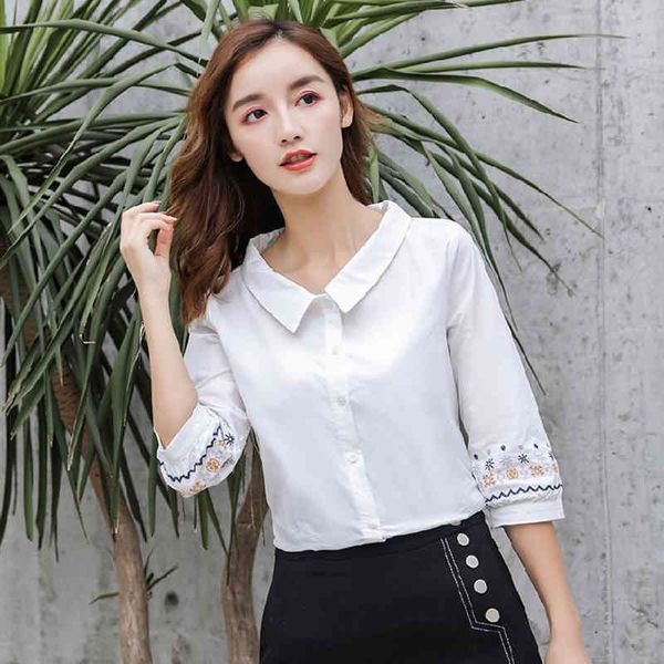female fashions white shirts plus size cotton embroidered blouse loose all combined casual turn-down collar d475
female fashions white shirts plus size cotton embroidered blouse loose all combined casual turn-down collar d475