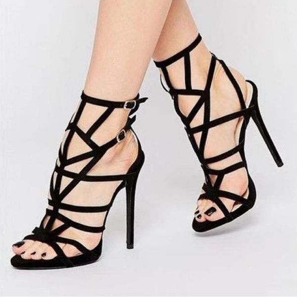 sandals summer thin high heels suede hollow gladiator womens fashion solid color double buckle nightclub dress shoes pumps, Black
sandals summer thin high heels suede hollow gladiator womens fashion solid color double buckle nightclub dress shoes pumps, Black