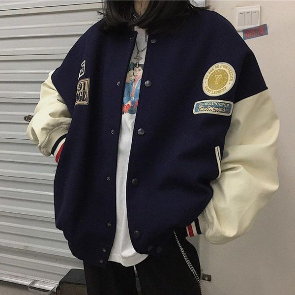 women's jackets women patchwork baseball jacket single-breasted long sleeve splice bomber streetwear harajuku loose uniform, Black;brown
women's jackets women patchwork baseball jacket single-breasted long sleeve splice bomber streetwear harajuku loose uniform, Black;brown