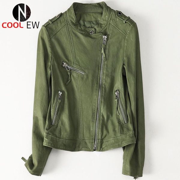 women's leather & faux biker genuine jacket women 2021 office casual sheepskin short coat streetwear stand collar zipper slim outerwear, Black
women's leather & faux biker genuine jacket women 2021 office casual sheepskin short coat streetwear stand collar zipper slim outerwear, Black