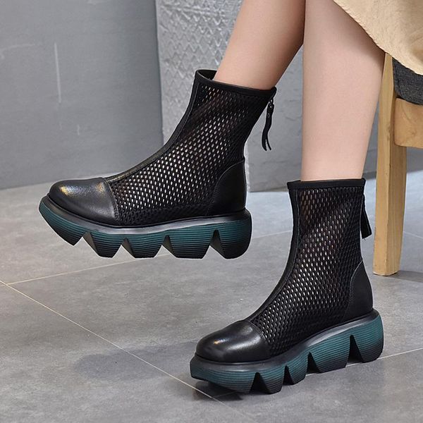 summer women platform sandals genuine leather women's shoes female back zipper short boots ladies wedge heel mesh, Black
summer women platform sandals genuine leather women's shoes female back zipper short boots ladies wedge heel mesh, Black