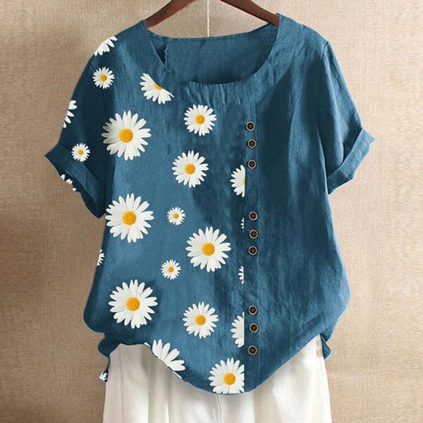 summer daisy flower print women t shirt elegant o neck cotton linen short sleeve pullover blusas feminina, White
summer daisy flower print women t shirt elegant o neck cotton linen short sleeve pullover blusas feminina, White