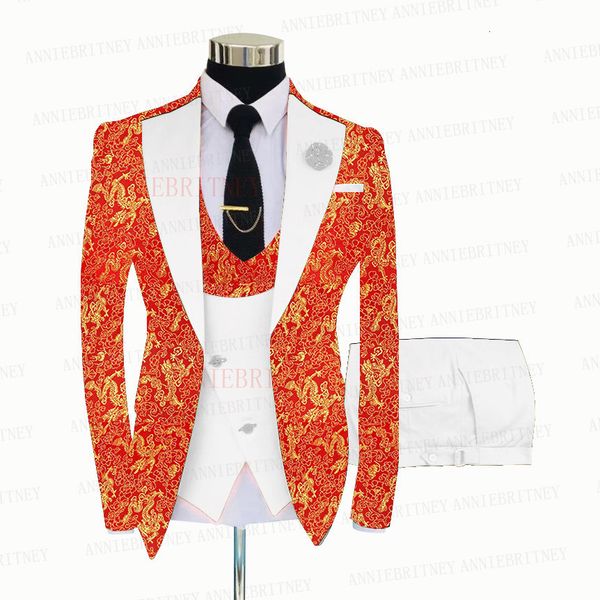 men's suits & blazers 2021 fashion red floral printed suit men 3 piece gold groom wedding tuxedo slim fit shiny blazer jacket vest, White;black
men's suits & blazers 2021 fashion red floral printed suit men 3 piece gold groom wedding tuxedo slim fit shiny blazer jacket vest, White;black