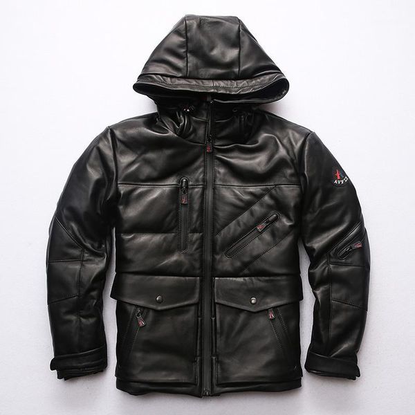 men's leather & faux winter avfly hooded jacket men black sheepskin multi-pockets genuine down coat russia casual
men's leather & faux winter avfly hooded jacket men black sheepskin multi-pockets genuine down coat russia casual