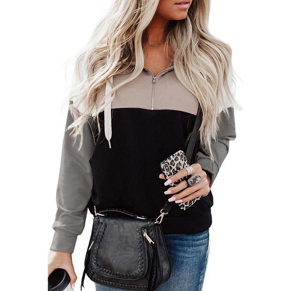 women's hoodies & sweatshirts multicolor zipped sweatshirt women fashion hooded patchwork color basic streetwear, Black
women's hoodies & sweatshirts multicolor zipped sweatshirt women fashion hooded patchwork color basic streetwear, Black