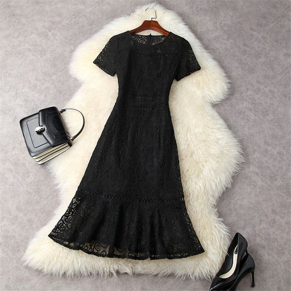 two piece dress summer runway hollow fashion out black lace trumpet dresses women's short sleeve midi night party sp96, White
two piece dress summer runway hollow fashion out black lace trumpet dresses women's short sleeve midi night party sp96, White