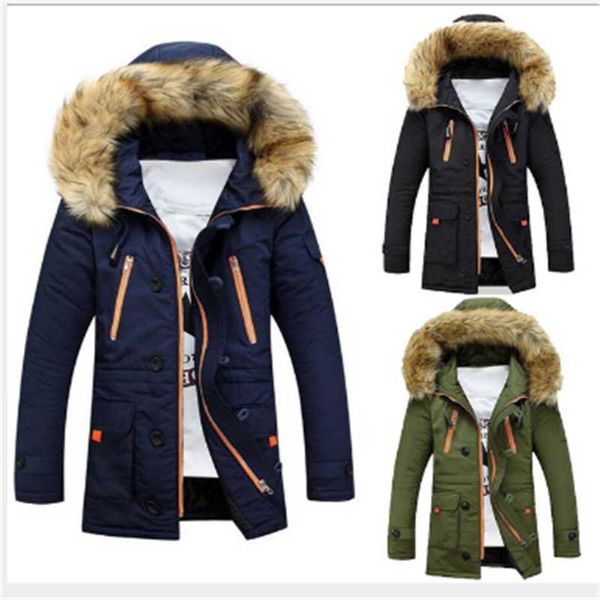 men's jackets winter warm down cotton padded jacket thick fur collar hooded mid-length coats overcoats parka outwear, Black;brown
men's jackets winter warm down cotton padded jacket thick fur collar hooded mid-length coats overcoats parka outwear, Black;brown