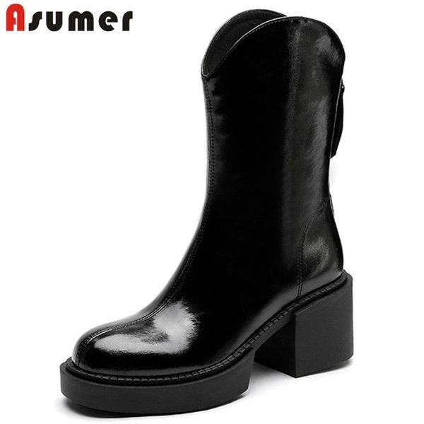 boots asumer 2022 arrival women winter zipper hand made ankle genuine leather comfortable platform ladies shoes, Black
boots asumer 2022 arrival women winter zipper hand made ankle genuine leather comfortable platform ladies shoes, Black