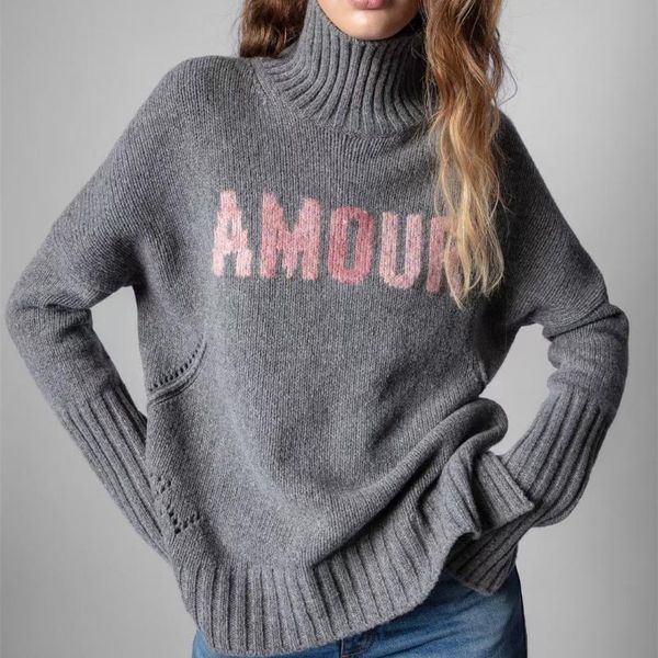 women's sweaters wool and cashmere sweater letter jacquard turtleneck long sleeve gray autumn winter ladies casual jumpers, White;black
women's sweaters wool and cashmere sweater letter jacquard turtleneck long sleeve gray autumn winter ladies casual jumpers, White;black