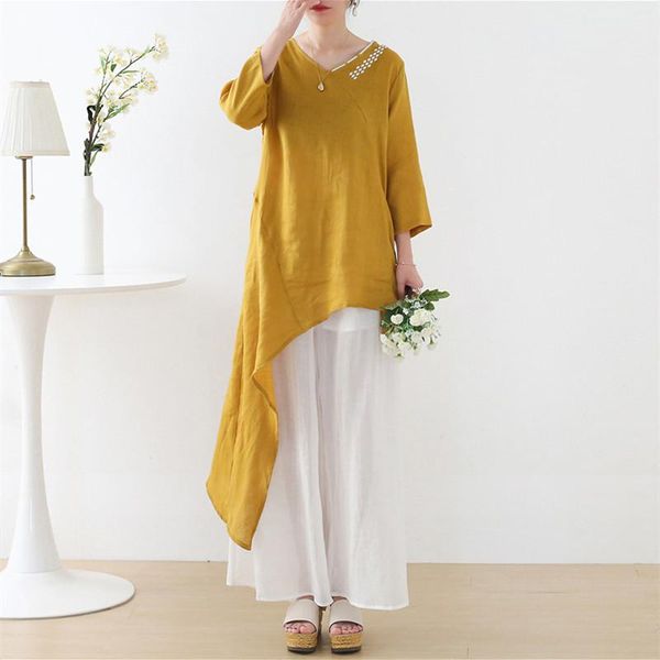 women's blouses & shirts chinese traditional blouse retro shirt cotton solid color irregular hem plus size seve sleeve casual loose co, White
women's blouses & shirts chinese traditional blouse retro shirt cotton solid color irregular hem plus size seve sleeve casual loose co, White