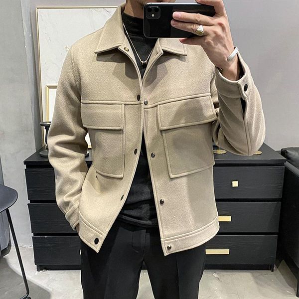 men's wool & blends 2022 autumn winter fashion jacket men high-quality solid woolen coat casual loose jackets for male trench l12, Black
men's wool & blends 2022 autumn winter fashion jacket men high-quality solid woolen coat casual loose jackets for male trench l12, Black