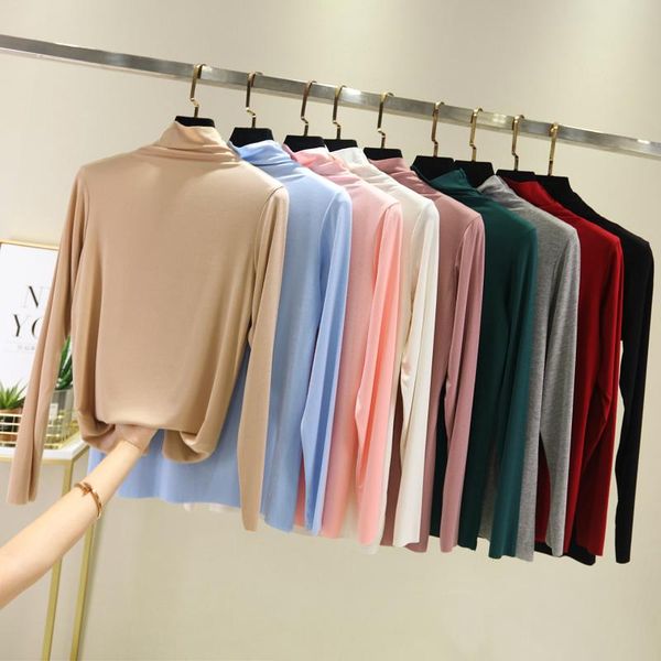 women's t-shirt quality spring and autumn long sleeve thin modal half high collar base shirt pile solid color clothes, White
women's t-shirt quality spring and autumn long sleeve thin modal half high collar base shirt pile solid color clothes, White