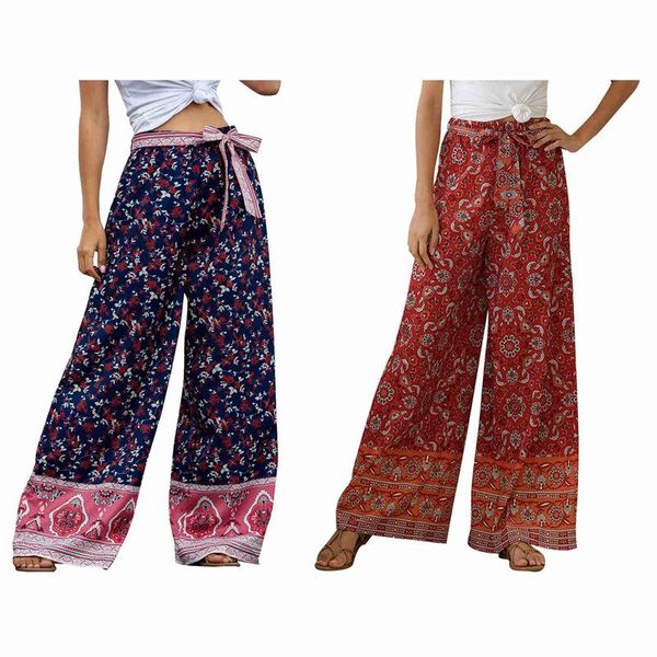 women's pants & capris 2pcs women floral print wide leg bohemian ladies sashes loose rayon boho long xxl size, navy blue red, Black;white
women's pants & capris 2pcs women floral print wide leg bohemian ladies sashes loose rayon boho long xxl size, navy blue red, Black;white