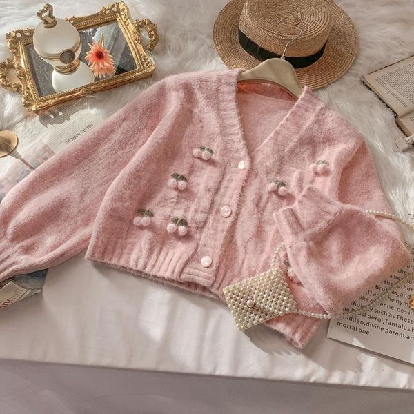 women's knits & tees japanese pink cute cherry cardigan women sweet mori girl knitwear sweater coat, White
women's knits & tees japanese pink cute cherry cardigan women sweet mori girl knitwear sweater coat, White