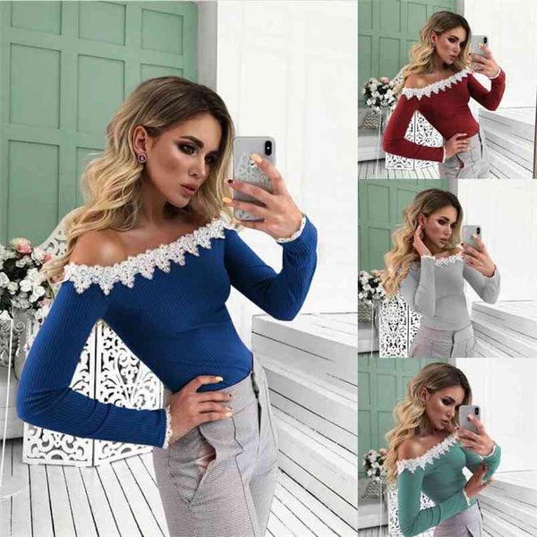 hollow out off shoulder lace long sleeve women soild color slim splice t-shirt casual slash neck tees autumn omsj 210517, White
hollow out off shoulder lace long sleeve women soild color slim splice t-shirt casual slash neck tees autumn omsj 210517, White