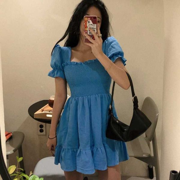 korean women summer puff sleeve solid color party dress casual lady high waist ruffles beach mini 210526, Black;gray
korean women summer puff sleeve solid color party dress casual lady high waist ruffles beach mini 210526, Black;gray