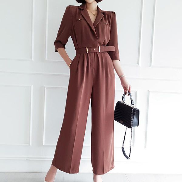 women's jumpsuits & rompers smart casual elegant belted waist business women notched neck wide leg long playsuits work wear, Black;white
women's jumpsuits & rompers smart casual elegant belted waist business women notched neck wide leg long playsuits work wear, Black;white
