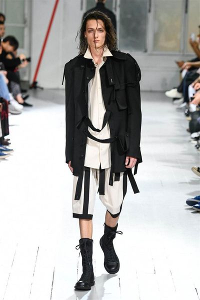 men's suits & blazers spring button stand collar independent design stage show style ribbon jacket hanging pocket blazer, White;black
men's suits & blazers spring button stand collar independent design stage show style ribbon jacket hanging pocket blazer, White;black