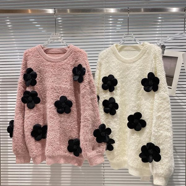 women's sweaters luxury woman sweater 2021 autumn pearl beaded flower long sleeve warm female korean fashion solid color jumper, White;black
women's sweaters luxury woman sweater 2021 autumn pearl beaded flower long sleeve warm female korean fashion solid color jumper, White;black