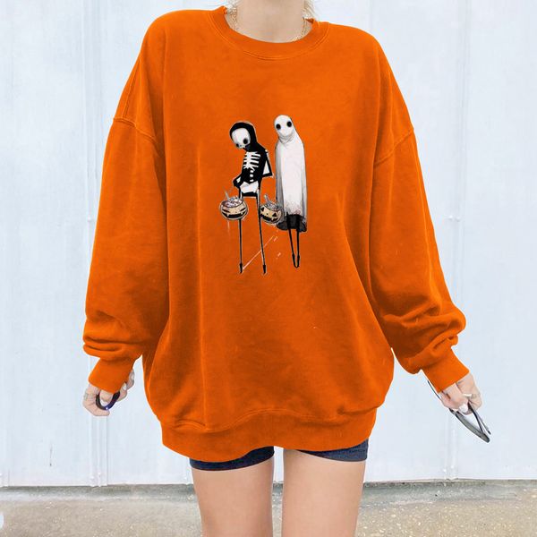 european and american new halloween cartoon characters printed off shoulder hoodie round collar large size women, Black
european and american new halloween cartoon characters printed off shoulder hoodie round collar large size women, Black