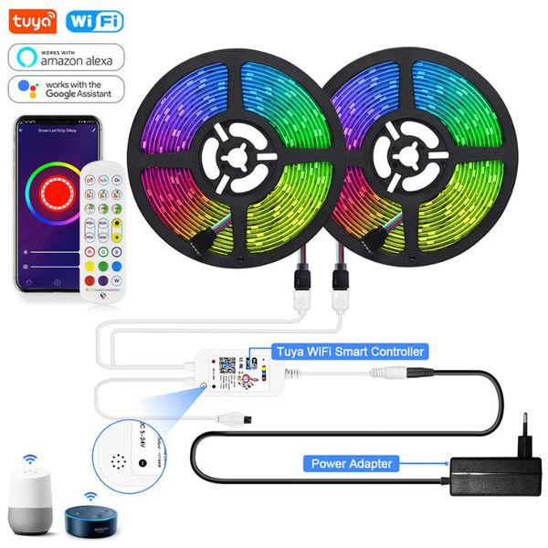 strips tuya smart led strip lights wifi rgb light 12v work with alexa google voice remote control 30led/m color changing
strips tuya smart led strip lights wifi rgb light 12v work with alexa google voice remote control 30led/m color changing