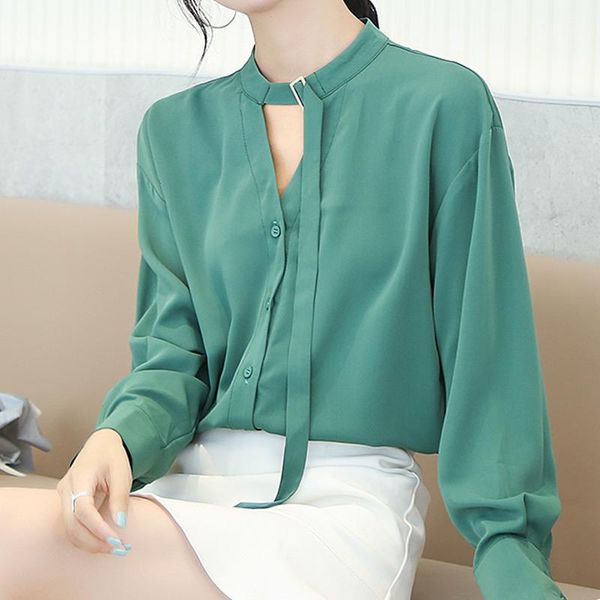 women's blouses & shirts korean elegant 2021 spring bandage v-neck design green formal office shirt blouse women vintage chic long slee, White
women's blouses & shirts korean elegant 2021 spring bandage v-neck design green formal office shirt blouse women vintage chic long slee, White