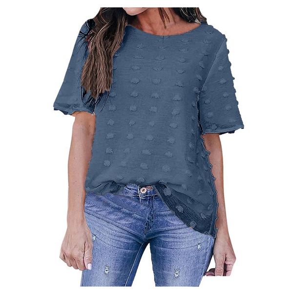women's blouses & shirts chiffon dot shirt blusas dama 2021 primavera womens solid color round neck short sleeve blouse elegant, White
women's blouses & shirts chiffon dot shirt blusas dama 2021 primavera womens solid color round neck short sleeve blouse elegant, White